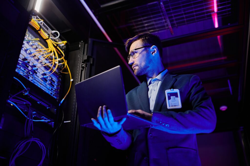 Network Engineer Working with Server